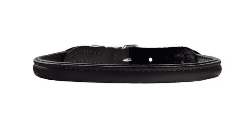Læder rund halsbånd Elg 33-37 cm 8 mm bred sort