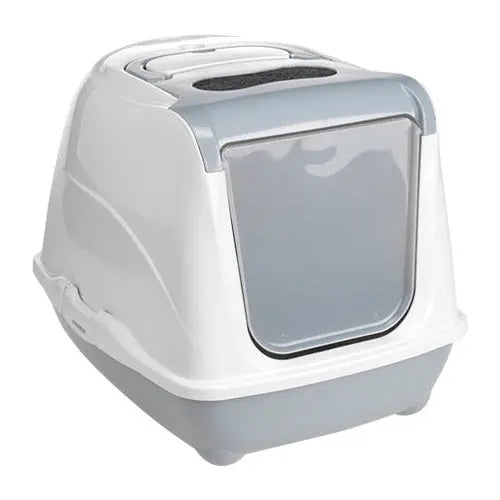 Kattetoilet Flip Cat 50 x 37 x 39 cm grå & hvid