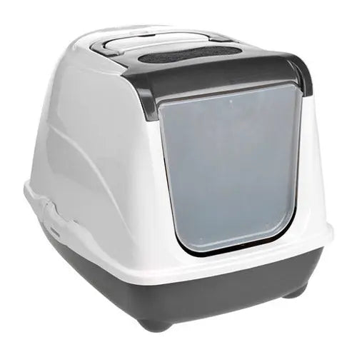 Kattetoilet Flip Cat 50 x 37 x 39 cm mørkegrå & hvid