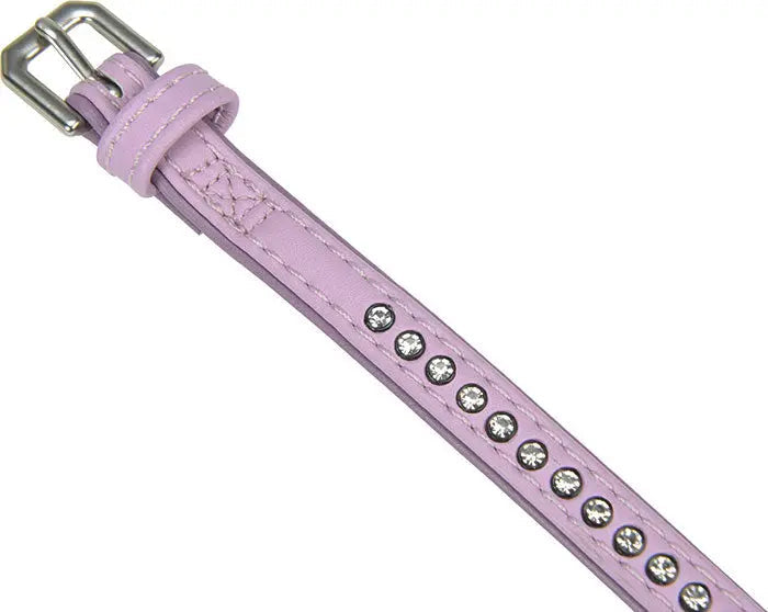 Kunstlæderhalsbånd Deluxe Rhinestones S rosa