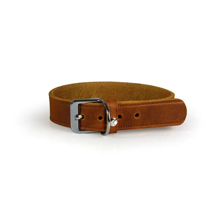 Læder halsbånd Weinheim 32-39 cm brun bred