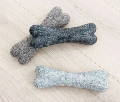 Hundelegetøj Bones 22x7x5 cm uld grå